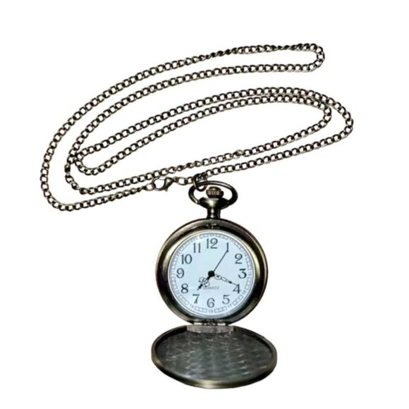 Pocket Chain Watch Fishing Theme Sportsperson Bronze Steampunk Retro Style Gift - Picture 11 of 12